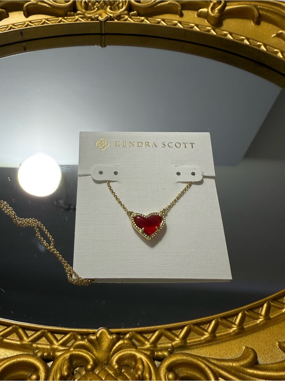 Kendra Scott Gold Heart Necklace with Red Pendant